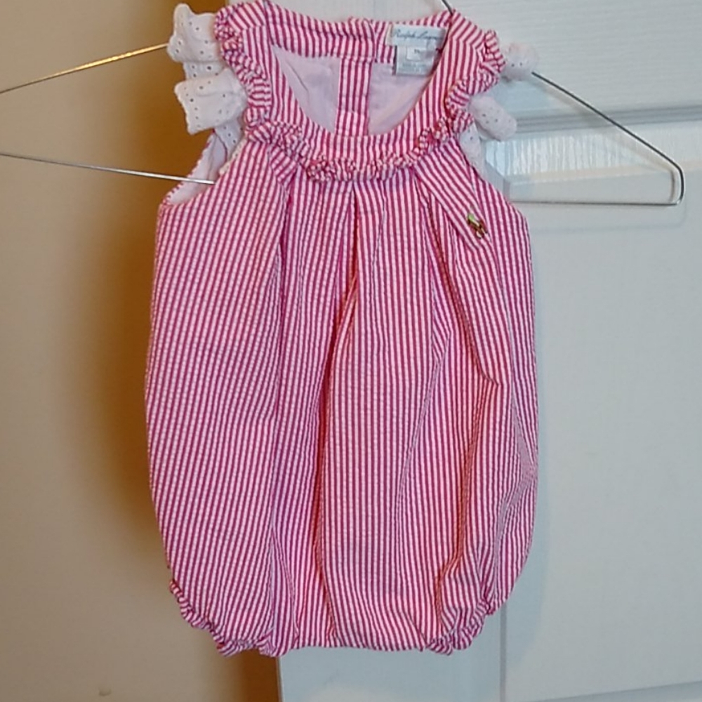 Pink seersucker romper